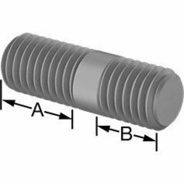 Bsc Preferred Threaded on Both Ends Stud Steel M12 x 1.75 mm Size 18 mm and 12 mm Thread Length 37 mm Long 5580N161